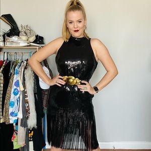 Black sparkly fringe dress